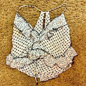 Free people Ruffled tank top with keyhole back